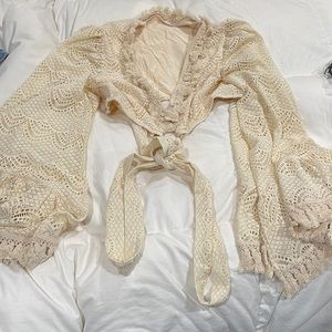 Crochet bell sleeve top